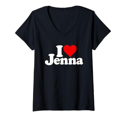 Damen ICH Liebe Herz Jenna JEN T-Shirt mit V-Ausschnitt Damen ICH Liebe Herz Jenna JEN T-Shirt mit V-Ausschnitt von I HEART LOVE JENNA NAME TEES