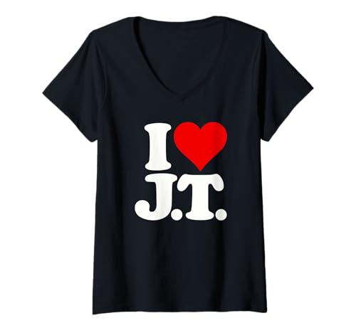 Damen I LOVE HEART J.T. JT J T INITIALS MONOGRAMM NAME T-Shirt mit V-Ausschnitt Damen I LOVE HEART J.T. JT J T INITIALS MONOGRAMM NAME T-Shirt mit V-Ausschnitt von I HEART LOVE JT J T INITIALS MONOGRAM NAME TEES