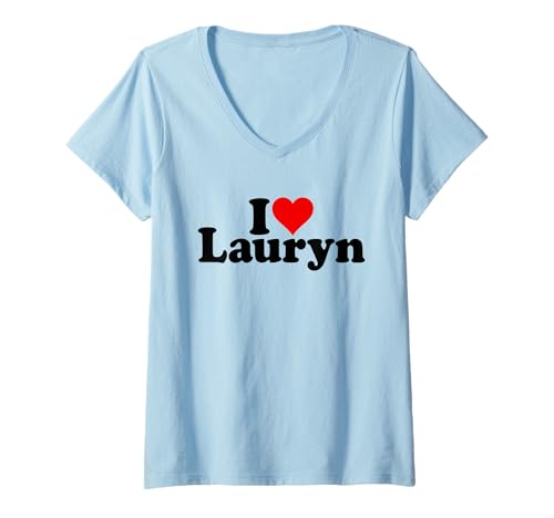 Damen ICH LIEBE HERZ LAURYN T-Shirt mit V-Ausschnitt Damen ICH LIEBE HERZ LAURYN T-Shirt mit V-Ausschnitt von I HEART LOVE LAURYN NAME TEES