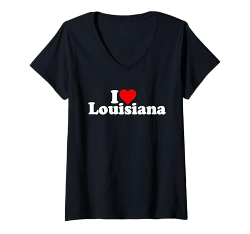 Damen ICH LIEBE HERZ LOUISIANA T-Shirt mit V-Ausschnitt Damen ICH LIEBE HERZ LOUISIANA T-Shirt mit V-Ausschnitt von I HEART LOVE LOUISIANA