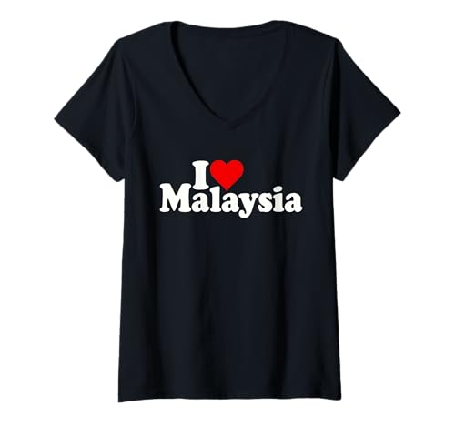 Damen ICH Liebe DIE MALAIISCHE Kultur VON Heart Malaysia T-Shirt mit V-Ausschnitt von I HEART LOVE MALAYSIA
