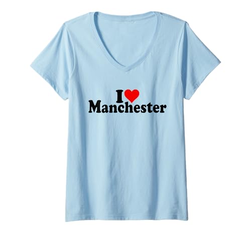 Damen ICH LIEBE HERZ MANCHESTER ENGLAND T-Shirt mit V-Ausschnitt Damen ICH LIEBE HERZ MANCHESTER ENGLAND T-Shirt mit V-Ausschnitt von I HEART LOVE MANCHESTER DESTINATION TEES