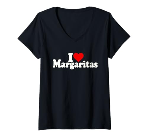 Damen ICH Liebe Herz-Margaritas T-Shirt mit V-Ausschnitt von I HEART LOVE MARGARITAS