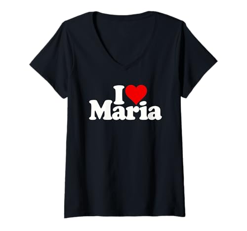 Damen ICH Liebe Herz Maria T-Shirt mit V-Ausschnitt Damen ICH Liebe Herz Maria T-Shirt mit V-Ausschnitt von I HEART LOVE MARIA NAME TEES