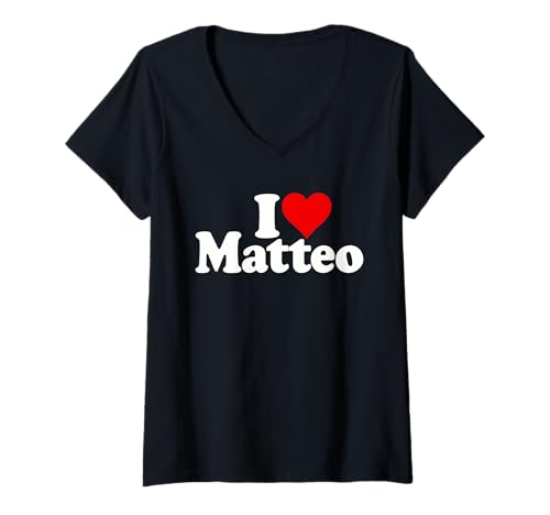 Damen ICH LIEBE HERZ MATTEO MATTHEW MATIAS T-Shirt mit V-Ausschnitt Damen ICH LIEBE HERZ MATTEO MATTHEW MATIAS T-Shirt mit V-Ausschnitt von I HEART LOVE MATTEO NAME TEES