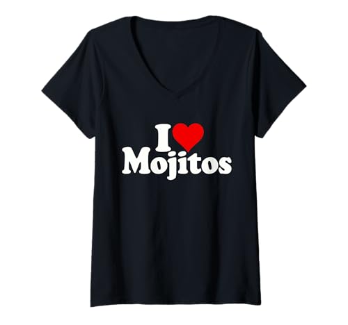 Damen ICH LIEBE HERZ-MOJITOS T-Shirt mit V-Ausschnitt Damen ICH LIEBE HERZ-MOJITOS T-Shirt mit V-Ausschnitt von I HEART LOVE MOJITOS