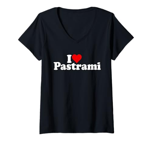 Damen ICH LIEBE HERZPASTRAMI T-Shirt mit V-Ausschnitt Damen ICH LIEBE HERZPASTRAMI T-Shirt mit V-Ausschnitt von I HEART LOVE PASTRAMI