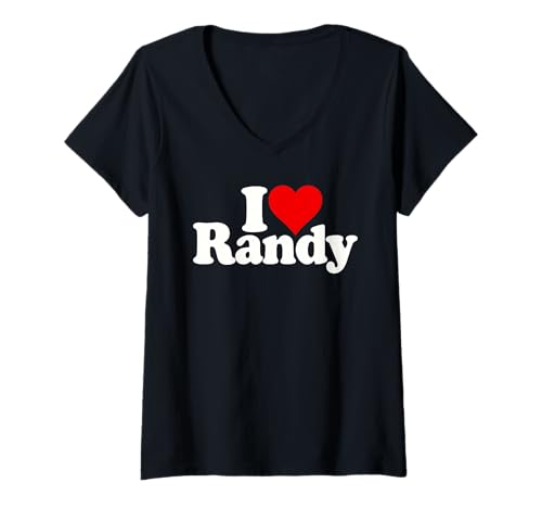 Damen I Love Heart Randy Randal T-Shirt mit V-Ausschnitt von I HEART LOVE RANDY NAME TEES