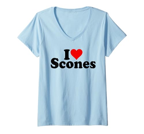 Damen ICH LIEBE HERZ-SCONES T-Shirt mit V-Ausschnitt Damen ICH LIEBE HERZ-SCONES T-Shirt mit V-Ausschnitt von I HEART LOVE SCONES