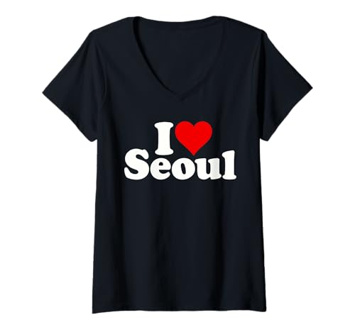Damen I LOVE HEART SEOUL SÜDKOREA T-Shirt mit V-Ausschnitt Damen I LOVE HEART SEOUL SÜDKOREA T-Shirt mit V-Ausschnitt von I HEART LOVE SEOUL