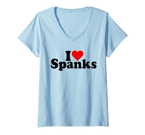 Damen ICH Liebe HERZVERSOHLEN T-Shirt mit V-Ausschnitt von I HEART LOVE SPANKS