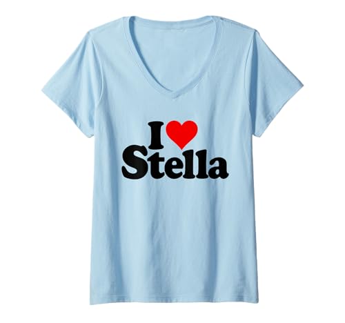 Damen ICH Liebe Heart Stella T-Shirt mit V-Ausschnitt von I HEART LOVE STELLA NAME TEES