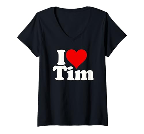 Damen ICH LIEBE HERZ TIM TIMOTHY TIMMY T-Shirt mit V-Ausschnitt Damen ICH LIEBE HERZ TIM TIMOTHY TIMMY T-Shirt mit V-Ausschnitt von I HEART LOVE TIM NAME TEES