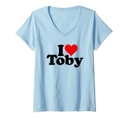 Damen ICH LIEBE HERZ TOBY TOBIAS T-Shirt mit V-Ausschnitt Damen ICH LIEBE HERZ TOBY TOBIAS T-Shirt mit V-Ausschnitt von I HEART LOVE TOBY NAME TEES