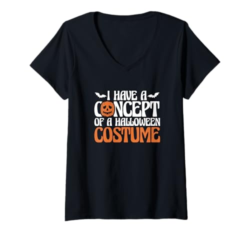 Damen Easy Lazy Halloween Lustig Ich Habe eine Vorstellung von Halloween T-Shirt mit V-Ausschnitt Damen Easy Lazy Halloween Lustig Ich Habe eine Vorstellung von Halloween T-Shirt mit V-Ausschnitt von I Have A Concept Of A Halloween Costume