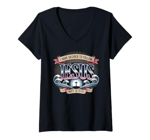 Damen I Have Decided to Follow Jesus Shirt 2025 Baptized Taufe T-Shirt mit V-Ausschnitt Damen I Have Decided to Follow Jesus Shirt 2025 Baptized Taufe T-Shirt mit V-Ausschnitt von I Have Decided Baptism Shirt Designs By ShirtZilla