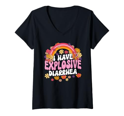 Damen I Have Explosive Diarrhea Funny Graphic T-Shirt mit V-Ausschnitt Damen I Have Explosive Diarrhea Funny Graphic T-Shirt mit V-Ausschnitt von I Have Explosive Diarrhea Funny Graphic
