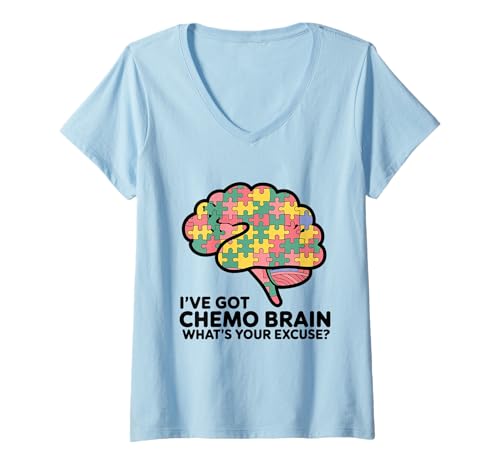 Damen I've Got Chemo Brain What's Your Excuse Cancer Puzzleteile T-Shirt mit V-Ausschnitt Damen I've Got Chemo Brain What's Your Excuse Cancer Puzzleteile T-Shirt mit V-Ausschnitt von I Have Got Chemo Brain What's Your Excuse Gifts