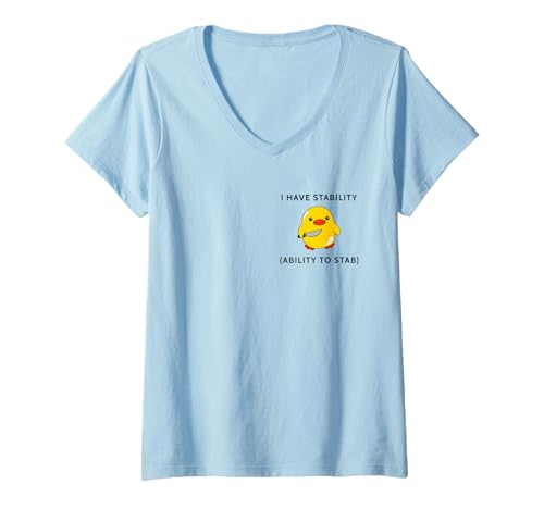 Damen I Have Stability to Stab Chest Version T-Shirt mit V-Ausschnitt Damen I Have Stability to Stab Chest Version T-Shirt mit V-Ausschnitt von I Have Stability Cute Meme