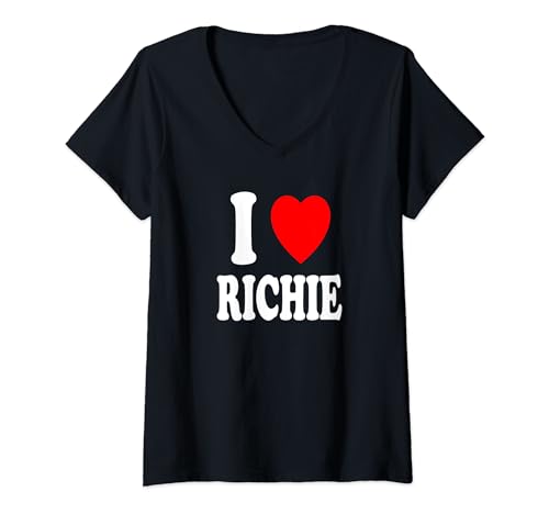 Damen I Heart (Love) Richie Cute Matching Couple Ehepartner Verheiratet T-Shirt mit V-Ausschnitt von I Heart (Love) Richie Designs