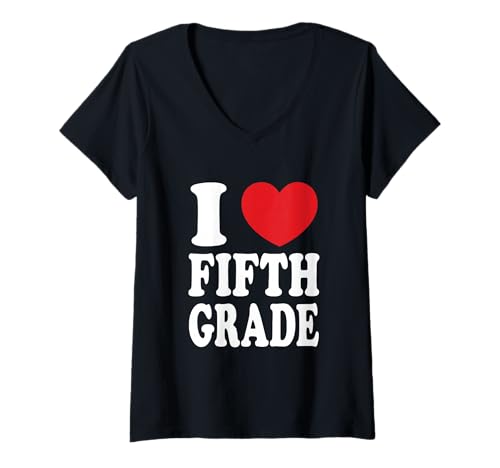 Damen Ich Liebe die fünfte Klasse I Herz die fünfte Klasse T-Shirt mit V-Ausschnitt Damen Ich Liebe die fünfte Klasse I Herz die fünfte Klasse T-Shirt mit V-Ausschnitt von I Heart 5th Grade Tees by DK