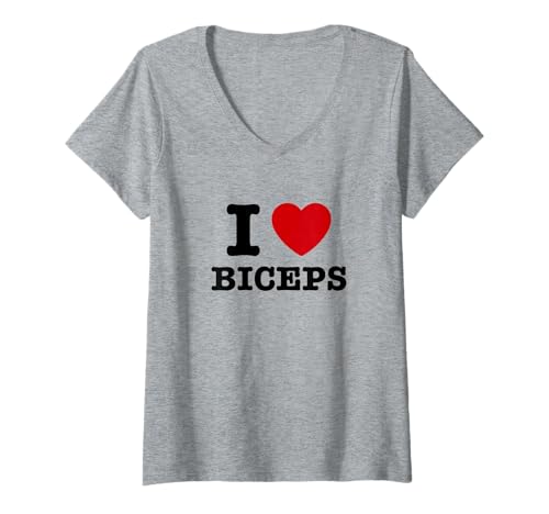 Damen I Love Biceps T-Shirt mit V-Ausschnitt Damen I Love Biceps T-Shirt mit V-Ausschnitt von I Heart Biceps
