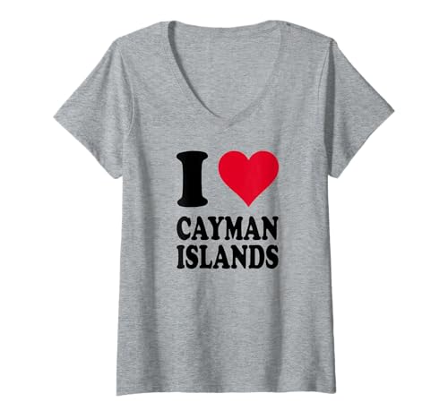 Damen Ich Liebe Kaimaninseln T-Shirt mit V-Ausschnitt Damen Ich Liebe Kaimaninseln T-Shirt mit V-Ausschnitt von I Heart Cayman Islands