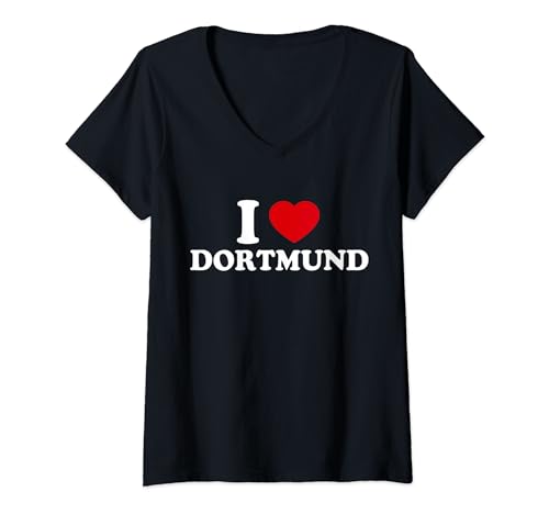 Damen I Love DORTMUND T-Shirt mit V-Ausschnitt Damen I Love DORTMUND T-Shirt mit V-Ausschnitt von I Heart DORTMUND