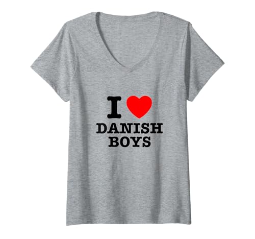 Damen I Love Danish Boys T-Shirt mit V-Ausschnitt Damen I Love Danish Boys T-Shirt mit V-Ausschnitt von I Heart Designs