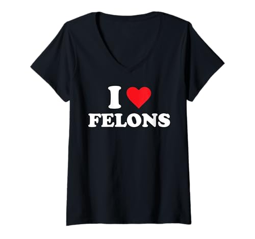 Damen Ich liebe Schwerverbrecher T-Shirt mit V-Ausschnitt Damen Ich liebe Schwerverbrecher T-Shirt mit V-Ausschnitt von I Heart Felons