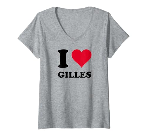Damen Ich Liebe Gilles T-Shirt mit V-Ausschnitt von I Heart Gilles