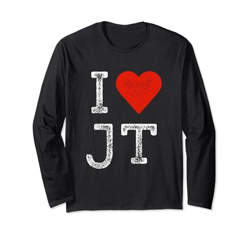 JT Fans Initialen Männer Rotes Herz Frauen I Love JT Langarmshirt von I Heart JT Namen Geschenke Für JT Liebhaber