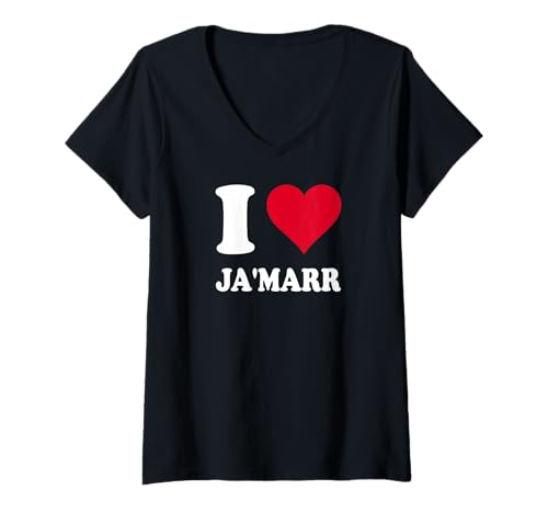 Damen Rotes Herz Ich Liebe Ja'Marr T-Shirt mit V-Ausschnitt Damen Rotes Herz Ich Liebe Ja'Marr T-Shirt mit V-Ausschnitt von I Heart Ja'Marr