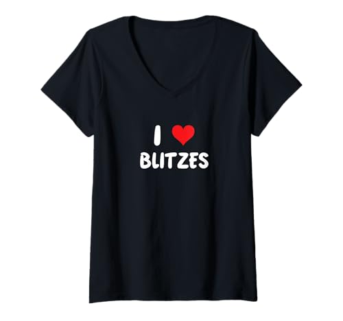 Damen I Love Blitzes – Heart Blitzing Football Defense Linebacker T-Shirt mit V-Ausschnitt von I Heart Love Apparel for Men Women by RJ