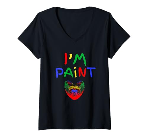 Damen I Love Fingerfarbe I'm Paint Cute Couple Art Valentine T-Shirt mit V-Ausschnitt Damen I Love Fingerfarbe I'm Paint Cute Couple Art Valentine T-Shirt mit V-Ausschnitt von I Heart Love To Finger Paint I'm Paint Cute Couple
