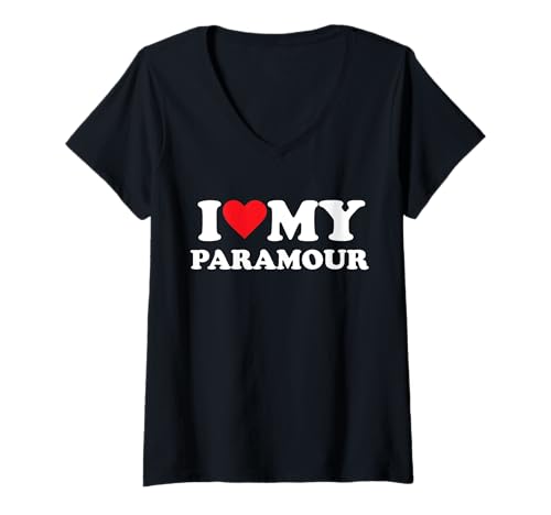 Damen Ich Liebe Meinen Geliebten T-Shirt mit V-Ausschnitt von I Heart Polyamory