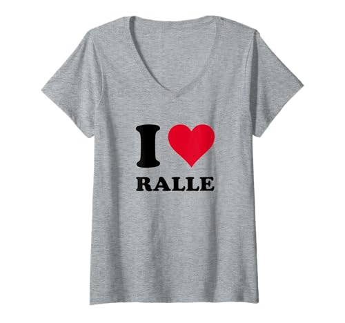 Damen Ich Liebe Ralle T-Shirt mit V-Ausschnitt Damen Ich Liebe Ralle T-Shirt mit V-Ausschnitt von I Heart Ralle
