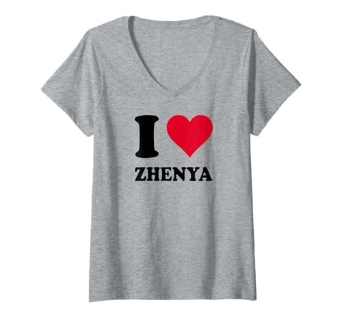 Damen Ich Liebe Zhenya T-Shirt mit V-Ausschnitt Damen Ich Liebe Zhenya T-Shirt mit V-Ausschnitt von I Heart Zhenya