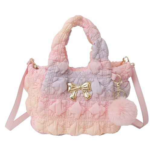 I IHAYNER Gesteppte Puffer-Tragetasche, kleine Crossbody-Tasche mit Reißverschluss, Blasen-Hobo-Handtasche, Tragetasche für Damen, Regenbogen, Small von I IHAYNER
