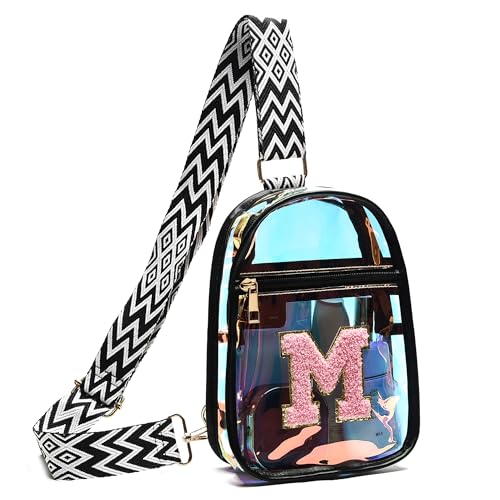 I IHAYNER Transparenter modischer Wasit-Pack für Damen, mit personalisierbarer Initiale, kleine Gürteltasche, verstellbarer Riemen für Konzerte, M, Small, Casual von I IHAYNER