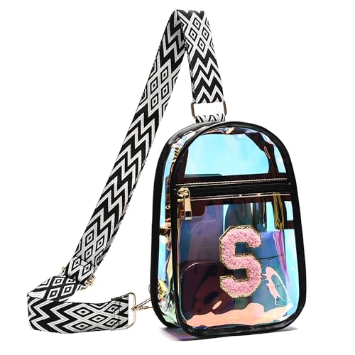 I IHAYNER Transparenter modischer Wasit-Pack für Damen, mit personalisierbarer Initiale, kleine Gürteltasche, verstellbarer Riemen für Konzerte, S, Small, Casual von I IHAYNER