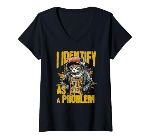 Damen I Identify As A Problem Sarcastic Humor Lustiges Zitat Spruch T-Shirt mit V-Ausschnitt Damen I Identify As A Problem Sarcastic Humor Lustiges Zitat Spruch T-Shirt mit V-Ausschnitt von I Identify As A Problem Sarcastic Humor Streetwear