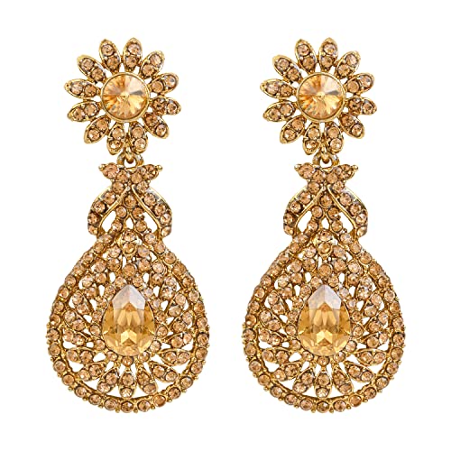 I Jewels 18 Karat vergoldete AD funkelnde baumelnde Ohrringe für Frauen (E2100FL), Metall Silber Perle, kein Edelstein von I Jewels