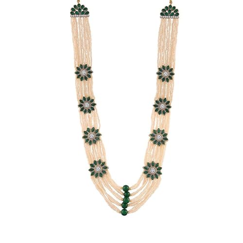 I Jewels 18 Karat vergoldete Halskette für Herren, Dulha Moti Mala mit Stein, Maharaja-Haar/Bräutigam (MLP234G) von I Jewels