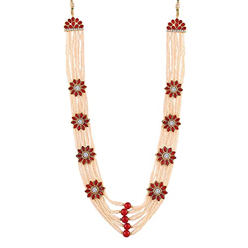 I Jewels 18 Karat vergoldete traditionelle vergoldete Dulha Moti Mala mit Stein Maharaja Haar/Bräutigam Halskette für Herren (MLP234M) von I Jewels