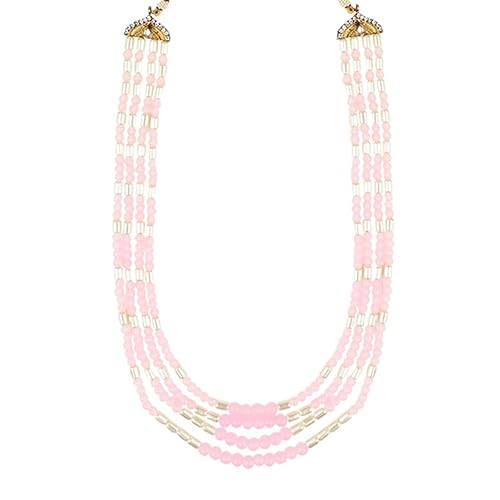 I Jewels 4-lagige vergoldete indische Hochzeits-Halskette aus Bollywood Dulha Moti Mala mit Perlen aus Maharaja-Haar/Bräutigam für Herren (MLP44), Stein Gold, Kundan von I Jewels