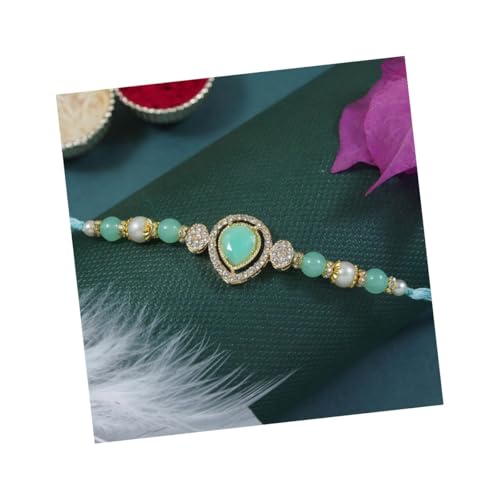 I Jewels Designer Kundan Pearl Bhaiya Rakhi mit Roli Chawal für Bruder/Bro/Männer mit Rakshabandhan-Karte, FS, Metall, Kein Edelstein I Jewels Designer Kundan Pearl Bhaiya Rakhi mit Roli Chawal für Bruder/Bro/Männer mit Rakshabandhan-Karte, FS, Metall, Kein Edelstein von I Jewels