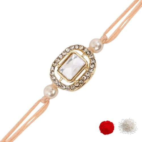 I Jewels Designer Kundan Pearl Bhaiya Rakhi mit Roli Chawal & Rakshabandhan Karte für Bruder/Bro/Bhai/Herren, FS, Metall, Kein Edelstein I Jewels Designer Kundan Pearl Bhaiya Rakhi mit Roli Chawal & Rakshabandhan Karte für Bruder/Bro/Bhai/Herren, FS, Metall, Kein Edelstein von I Jewels