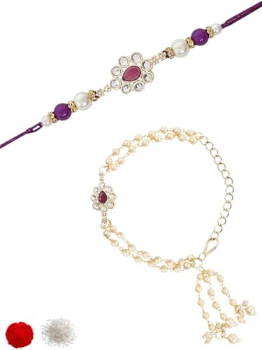 I Jewels Designer-Perlenarmband zum Aufhängen, Bhaiya Bhabhi Lumba Rakhi, Kombi-Set mit Roli Chawal und Rakshabandhan Grußkarte, Free Size, Legierung, Kein Edelstein I Jewels Designer-Perlenarmband zum Aufhängen, Bhaiya Bhabhi Lumba Rakhi, Kombi-Set mit Roli Chawal und Rakshabandhan Grußkarte, Free Size, Legierung, Kein Edelstein von I Jewels