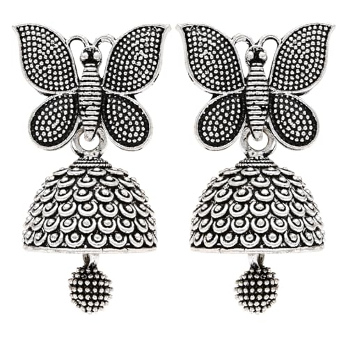 I Jewels Ethnisches Silber oxidiert indische Hochzeit Bollywood Schmetterling Jumka Ohrringe E3310OX freie Größe ohne Edelsteine I Jewels Ethnisches Silber oxidiert indische Hochzeit Bollywood Schmetterling Jumka Ohrringe E3310OX freie Größe ohne Edelsteine von I Jewels
